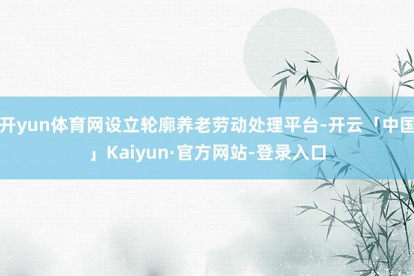 开yun体育网设立轮廓养老劳动处理平台-开云「中国」Kaiyun·官方网站-登录入口