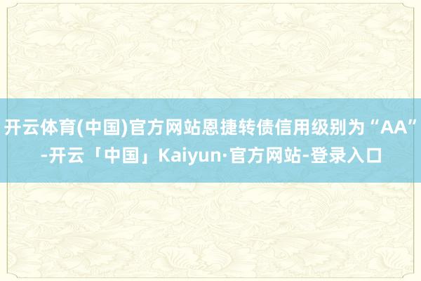 开云体育(中国)官方网站恩捷转债信用级别为“AA”-开云「中国」Kaiyun·官方网站-登录入口