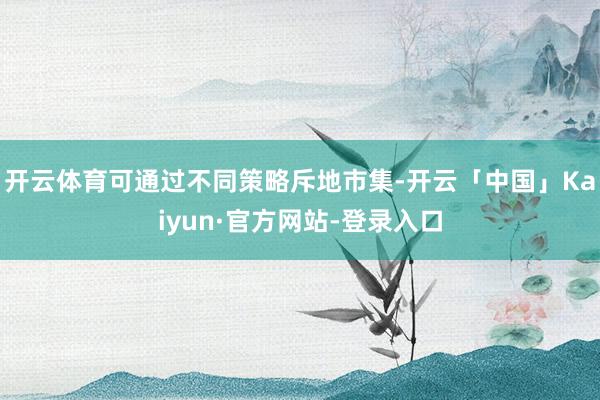 开云体育可通过不同策略斥地市集-开云「中国」Kaiyun·官方网站-登录入口