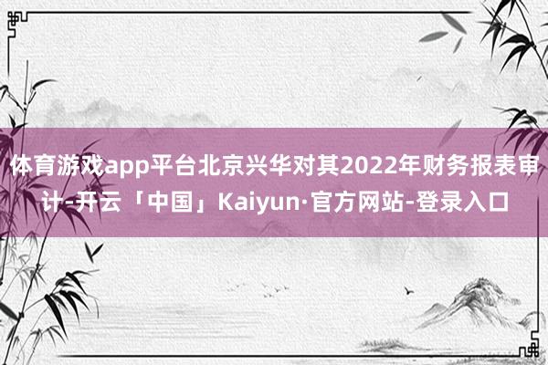 体育游戏app平台北京兴华对其2022年财务报表审计-开云「中国」Kaiyun·官方网站-登录入口
