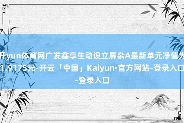 开yun体育网广发鑫享生动设立羼杂A最新单元净值为1.9175元-开云「中国」Kaiyun·官方网站