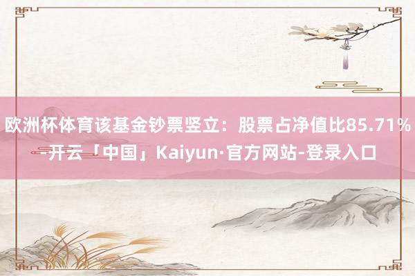 欧洲杯体育该基金钞票竖立：股票占净值比85.71%-开云「中国」Kaiyun·官方网站-登录入口