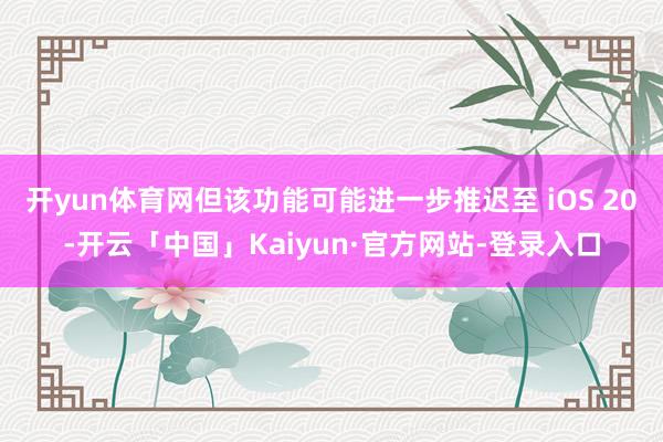 开yun体育网但该功能可能进一步推迟至 iOS 20-开云「中国」Kaiyun·官方网站-登录入口