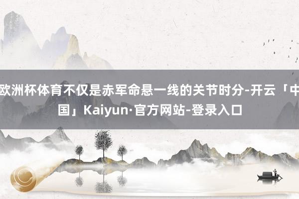 欧洲杯体育不仅是赤军命悬一线的关节时分-开云「中国」Kaiyun·官方网站-登录入口