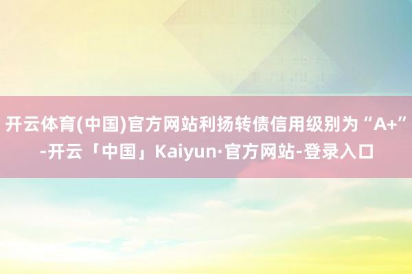 开云体育(中国)官方网站利扬转债信用级别为“A+”-开云「中国」Kaiyun·官方网站-登录入口