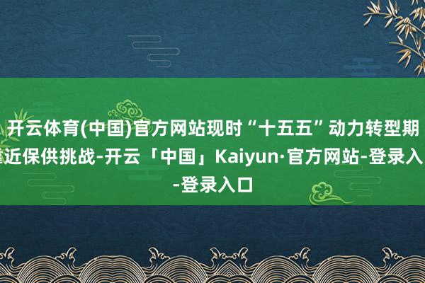 开云体育(中国)官方网站现时“十五五”动力转型期靠近保供挑战-开云「中国」Kaiyun·官方网站-登录入口